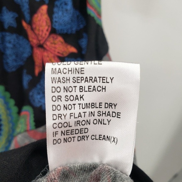 Pure Vida Small Knit Tie Back Dress Boho Peasant Patchwork Geometric V Neck - Picture 6 of 15